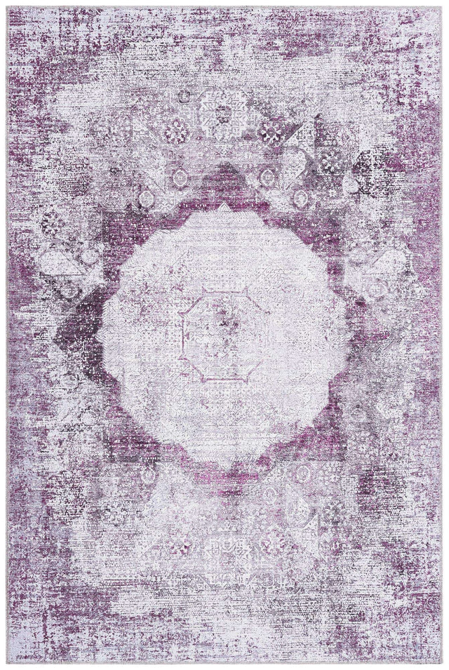 Washable Pink Ivory 4' x 6' Yara Rectangle Area Rug Easy to Clean Stain Resistant & Durable Polyester & Chenille Carpet for Sale at Rug Engine