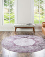 Washable Pink Ivory 4' x 4' Yara Round Area Rug Easy to Clean Stain Resistant & Durable Polyester & Chenille Carpet for Sale at Rug Engine