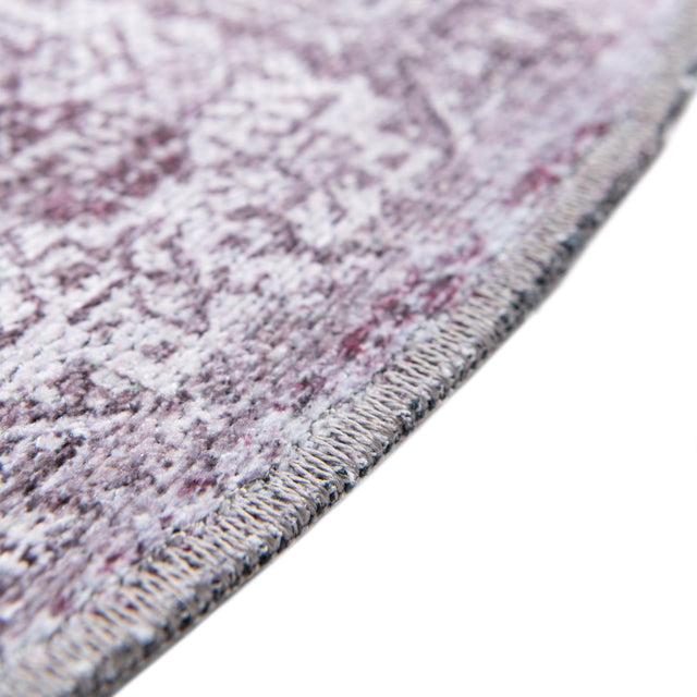 Washable Pink Ivory 7' 10 x 7' 10 Yara Round Area Rug Easy to Clean Stain Resistant & Durable Polyester & Chenille Carpet for Sale at Rug Engine