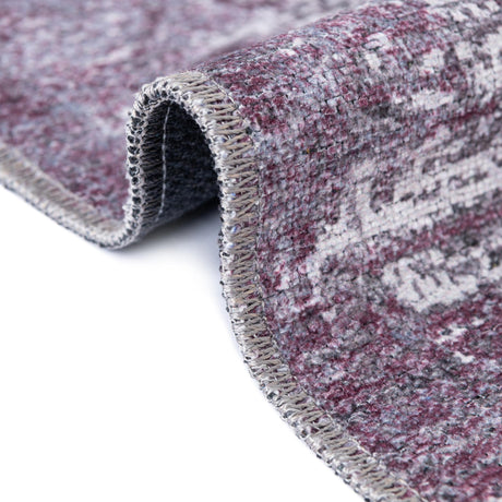 Washable Pink Ivory 7' 10 x 7' 10 Yara Round Area Rug Easy to Clean Stain Resistant & Durable Polyester & Chenille Carpet for Sale at Rug Engine