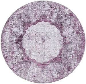 Washable Pink Ivory 4' x 4' Yara Round Area Rug Easy to Clean Stain Resistant & Durable Polyester & Chenille Carpet for Sale at Rug Engine