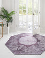 Washable Pink Ivory 5' x 5' Yara Octagon Area Rug Easy to Clean Stain Resistant & Durable Polyester & Chenille Carpet for Sale at Rug Engine