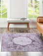 Washable Pink Ivory 7' 10 x 7' 10 Yara Square Area Rug Easy to Clean Stain Resistant & Durable Polyester & Chenille Carpet for Sale at Rug Engine