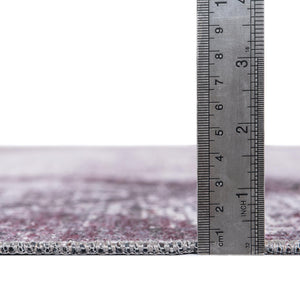 Washable Pink Ivory 5' x 5' Yara Square Area Rug Easy to Clean Stain Resistant & Durable Polyester & Chenille Carpet for Sale at Rug Engine