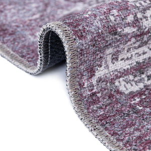 Washable Pink Ivory 5' x 5' Yara Square Area Rug Easy to Clean Stain Resistant & Durable Polyester & Chenille Carpet for Sale at Rug Engine