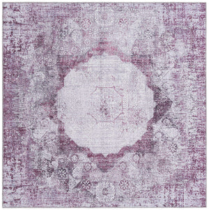Washable Pink Ivory 5' x 5' Yara Square Area Rug Easy to Clean Stain Resistant & Durable Polyester & Chenille Carpet for Sale at Rug Engine