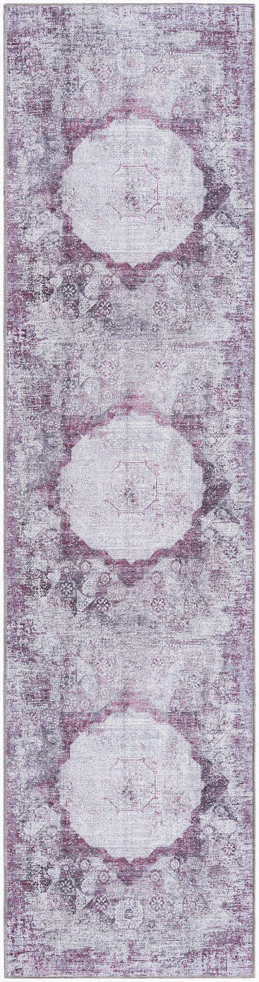 Washable Pink Ivory 2' 7 x 10' Yara Runner Area Rug Easy to Clean Stain Resistant & Durable Polyester & Chenille Carpet for Sale at Rug Engine