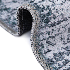 Washable Teal Ivory 2' x 3' Yara Rectangle Area Rug Easy to Clean Stain Resistant & Durable