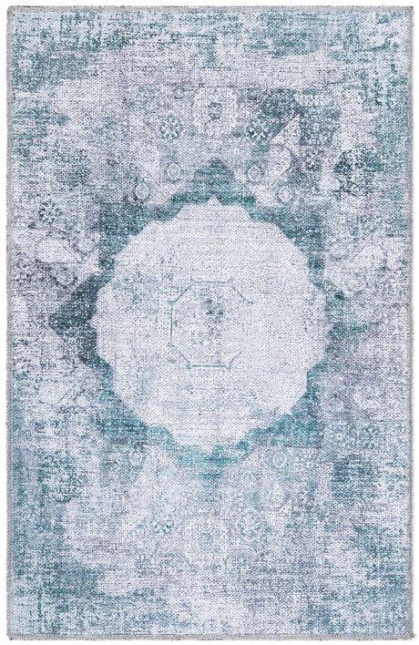 Teal Ivory 2' x 3' Yara Washable Rectangle Rug