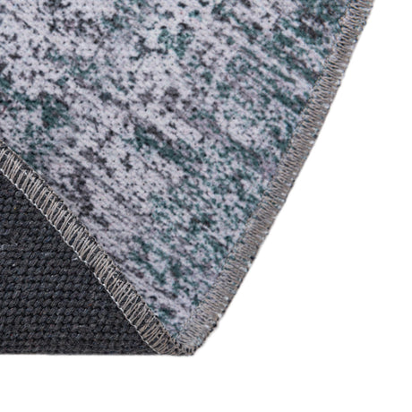 Washable Teal Ivory 6' x 6' Yara Round Area Rug Easy to Clean Stain Resistant & Durable Polyester & Chenille Carpet for Sale at Rug Engine