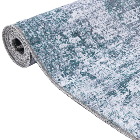 Washable Teal Ivory 4' x 4' Yara Round Area Rug Easy to Clean Stain Resistant & Durable Polyester & Chenille Carpet for Sale at Rug Engine