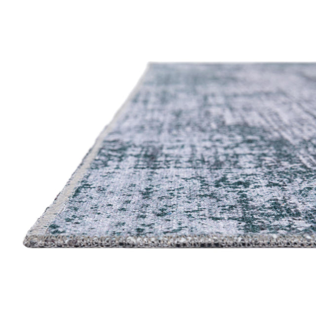 Washable Teal Ivory 2' x 8' Yara Runner Area Rug Easy to Clean Stain Resistant & Durable Polyester & Chenille Carpet for Sale at Rug Engine