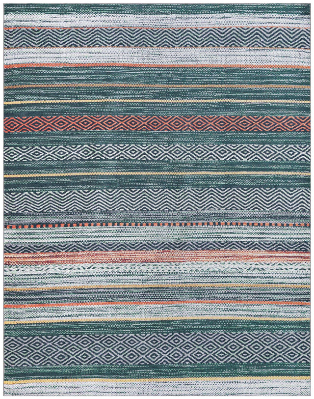 Washable Green 7' 10 x 10' Yara Rectangle Area Rug Easy to Clean Stain Resistant & Durable Polyester & Chenille Carpet for Sale at Rug Engine