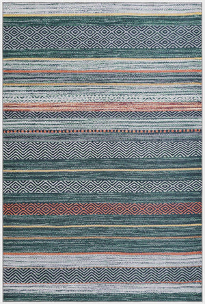 Washable Green 6' x 9' Yara Rectangle Area Rug Easy to Clean Stain Resistant & Durable Polyester & Chenille Carpet for Sale at Rug Engine