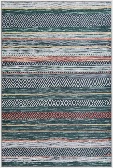 Washable Green 6' x 9' Yara Rectangle Area Rug Easy to Clean Stain Resistant & Durable Polyester & Chenille Carpet for Sale at Rug Engine