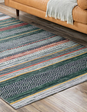 Washable Green 6' x 9' Yara Rectangle Area Rug Easy to Clean Stain Resistant & Durable Polyester & Chenille Carpet for Sale at Rug Engine