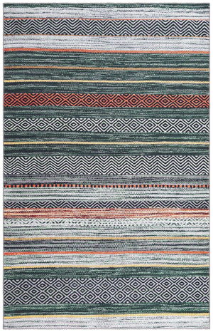Washable Green 5' x 8' Yara Rectangle Area Rug Easy to Clean Stain Resistant & Durable Polyester & Chenille Carpet for Sale at Rug Engine