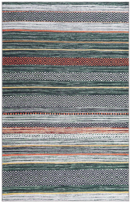 Washable Green 5' x 8' Yara Rectangle Area Rug Easy to Clean Stain Resistant & Durable Polyester & Chenille Carpet for Sale at Rug Engine