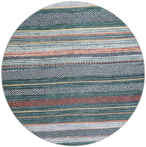 Washable Green 7' 10 x 7' 10 Yara Round Area Rug Easy to Clean Stain Resistant & Durable Polyester & Chenille Carpet for Sale at Rug Engine