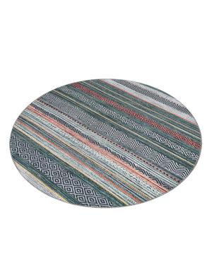 Washable Green 4' x 4' Yara Round Area Rug Easy to Clean Stain Resistant & Durable Polyester & Chenille Carpet for Sale at Rug Engine