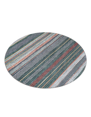 Washable Green 4' x 4' Yara Round Area Rug Easy to Clean Stain Resistant & Durable Polyester & Chenille Carpet for Sale at Rug Engine