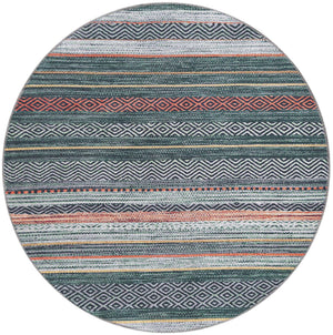 Washable Green 4' x 4' Yara Round Area Rug Easy to Clean Stain Resistant & Durable Polyester & Chenille Carpet for Sale at Rug Engine