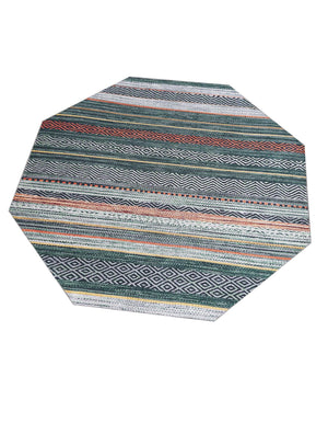 Washable Green 7' 10 x 7' 10 Yara Octagon Area Rug Easy to Clean Stain Resistant & Durable Polyester & Chenille Carpet for Sale at Rug Engine