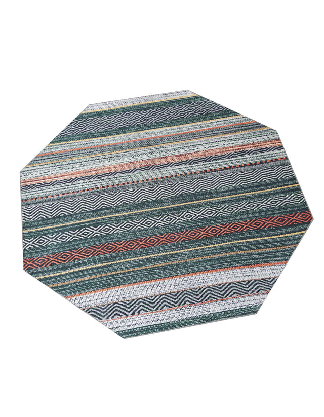 Washable Green 7' 10 x 7' 10 Yara Octagon Area Rug Easy to Clean Stain Resistant & Durable Polyester & Chenille Carpet for Sale at Rug Engine