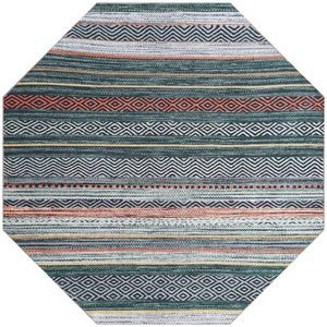 Washable Green 7' 10 x 7' 10 Yara Octagon Area Rug Easy to Clean Stain Resistant & Durable Polyester & Chenille Carpet for Sale at Rug Engine