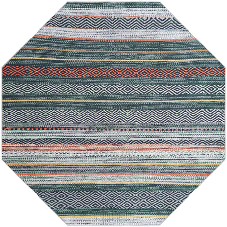 Washable Green 7' 10 x 7' 10 Yara Octagon Area Rug Easy to Clean Stain Resistant & Durable Polyester & Chenille Carpet for Sale at Rug Engine