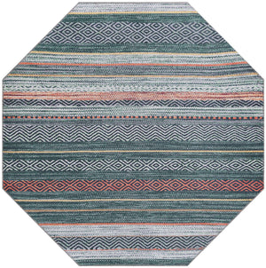 Washable Green 5' x 5' Yara Octagon Area Rug Easy to Clean Stain Resistant & Durable Polyester & Chenille Carpet for Sale at Rug Engine
