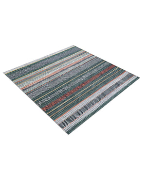 Washable Green 7' 10 x 7' 10 Yara Square Area Rug Easy to Clean Stain Resistant & Durable Polyester & Chenille Carpet for Sale at Rug Engine