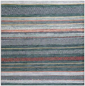 Washable Green 7' 10 x 7' 10 Yara Square Area Rug Easy to Clean Stain Resistant & Durable Polyester & Chenille Carpet for Sale at Rug Engine