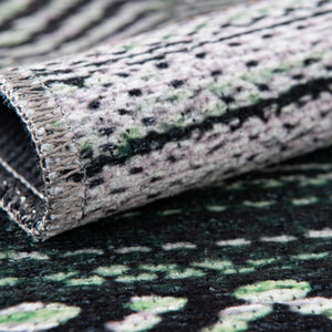 Washable Green 5' x 5' Yara Square Area Rug Easy to Clean Stain Resistant & Durable Polyester & Chenille Carpet for Sale at Rug Engine