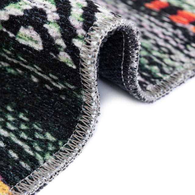 Washable Green 5' x 5' Yara Square Area Rug Easy to Clean Stain Resistant & Durable Polyester & Chenille Carpet for Sale at Rug Engine