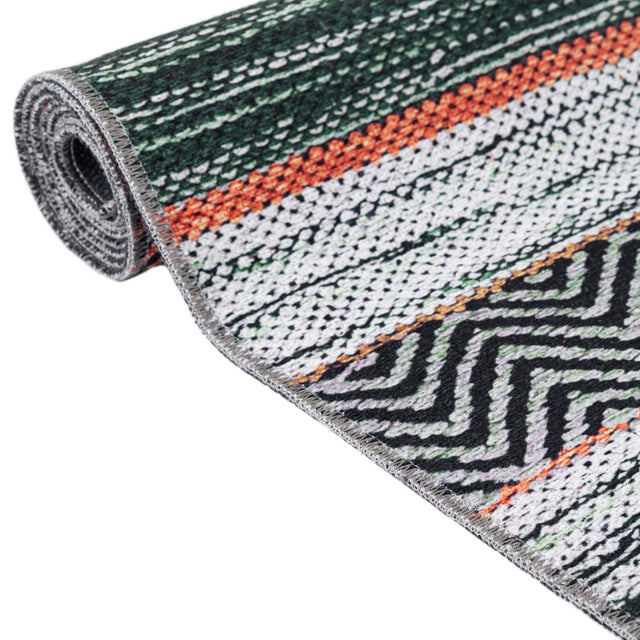 Washable Green 5' x 5' Yara Square Area Rug Easy to Clean Stain Resistant & Durable Polyester & Chenille Carpet for Sale at Rug Engine