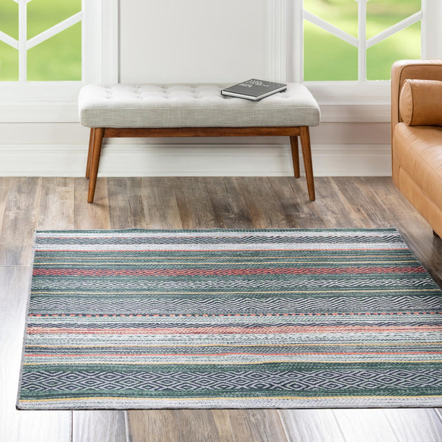 Washable Green 7' 10 x 7' 10 Yara Square Area Rug Easy to Clean Stain Resistant & Durable Polyester & Chenille Carpet for Sale at Rug Engine