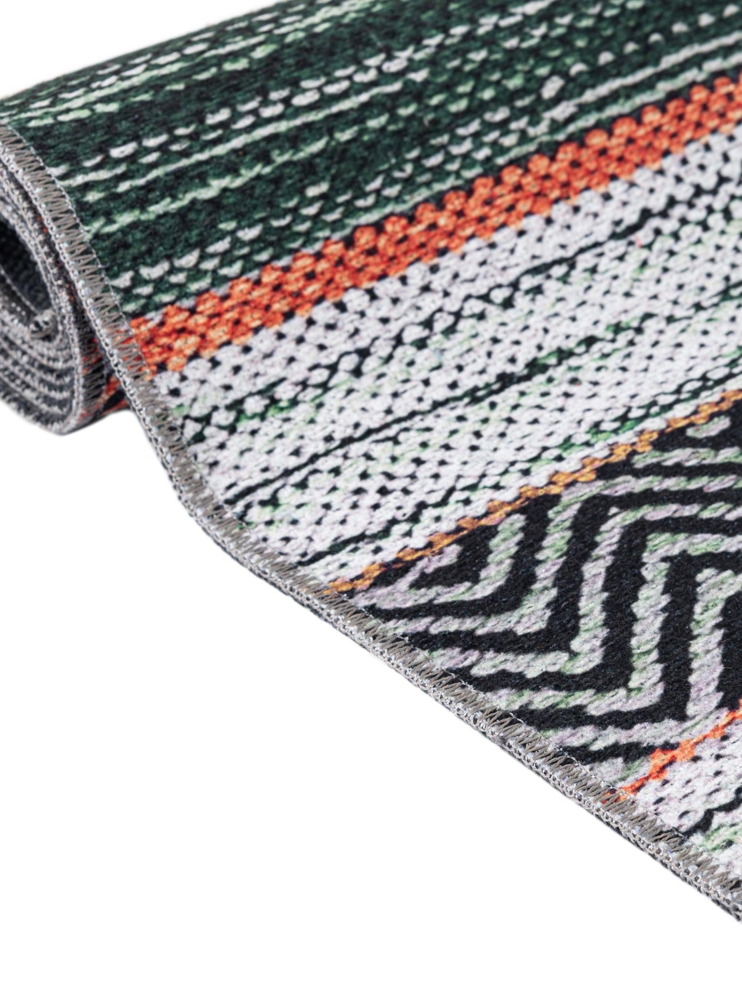 Washable Green 2' x 5' Yara Runner Area Rug Easy to Clean Stain Resistant & Durable Polyester & Chenille Carpet for Sale at Rug Engine