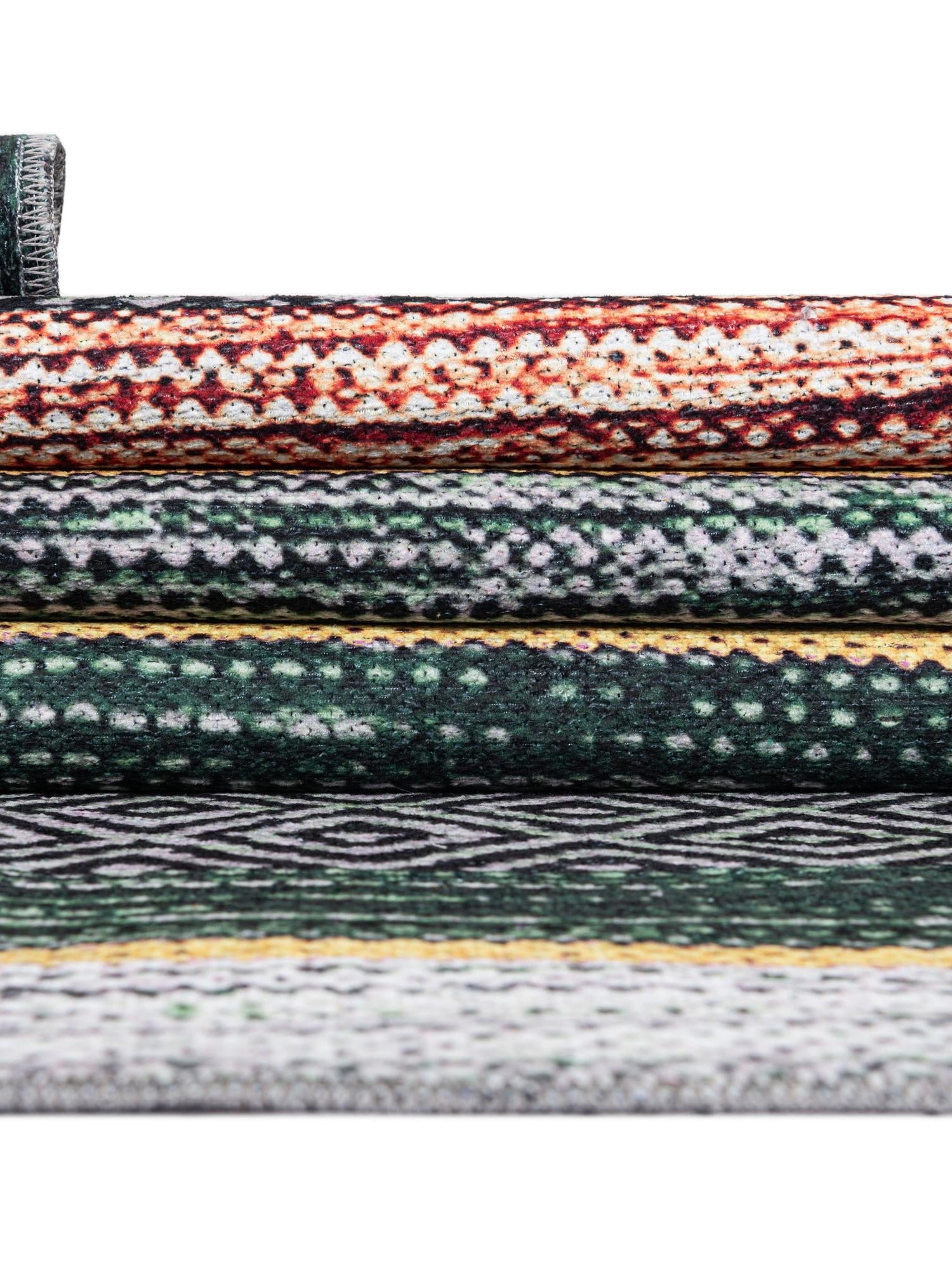 Washable Green 2' x 6' Yara Runner Area Rug Easy to Clean Stain Resistant & Durable Polyester & Chenille Carpet for Sale at Rug Engine