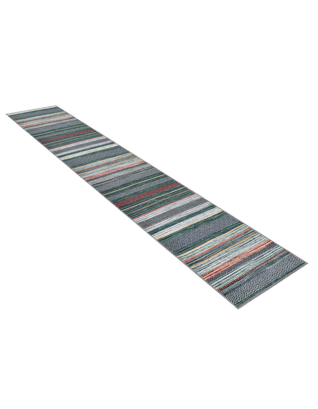 Washable Green 2' x 8' Yara Runner Area Rug Easy to Clean Stain Resistant & Durable Polyester & Chenille Carpet for Sale at Rug Engine