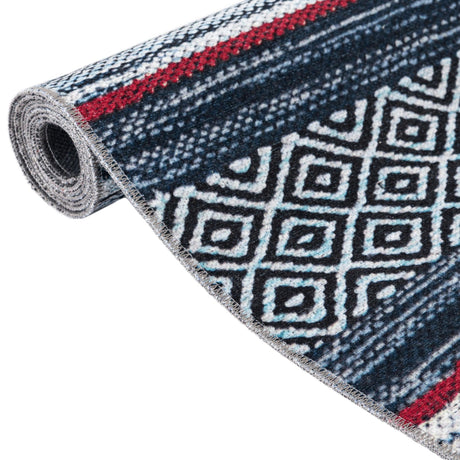 Washable Navy Blue 6' x 9' Yara Rectangle Area Rug Easy to Clean Stain Resistant & Durable Polyester & Chenille Carpet for Sale at Rug Engine