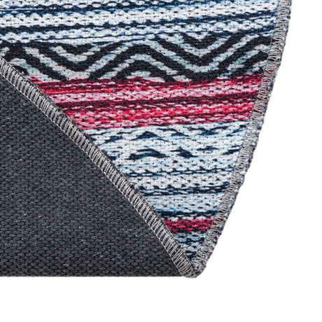 Washable Navy Blue 6' x 6' Yara Round Area Rug Easy to Clean Stain Resistant & Durable Polyester & Chenille Carpet for Sale at Rug Engine