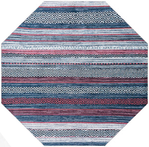 Washable Navy Blue 7' 10 x 7' 10 Yara Octagon Area Rug Easy to Clean Stain Resistant & Durable Polyester & Chenille Carpet for Sale at Rug Engine