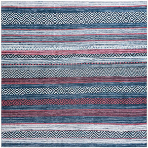 Washable Navy Blue 7' 10 x 7' 10 Yara Square Area Rug Easy to Clean Stain Resistant & Durable Polyester & Chenille Carpet for Sale at Rug Engine