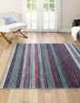 Washable Navy Blue 7' 10 x 7' 10 Yara Square Area Rug Easy to Clean Stain Resistant & Durable Polyester & Chenille Carpet for Sale at Rug Engine