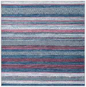 Washable Navy Blue 5' x 5' Yara Square Area Rug Easy to Clean Stain Resistant & Durable Polyester & Chenille Carpet for Sale at Rug Engine