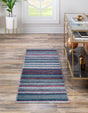 Washable Navy Blue 2' x 8' Yara Runner Area Rug Easy to Clean Stain Resistant & Durable Polyester & Chenille Carpet for Sale at Rug Engine