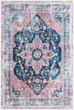 Washable Navy Blue 6' x 9' Yara Rectangle Area Rug Easy to Clean Stain Resistant & Durable Polyester & Chenille Carpet for Sale at Rug Engine