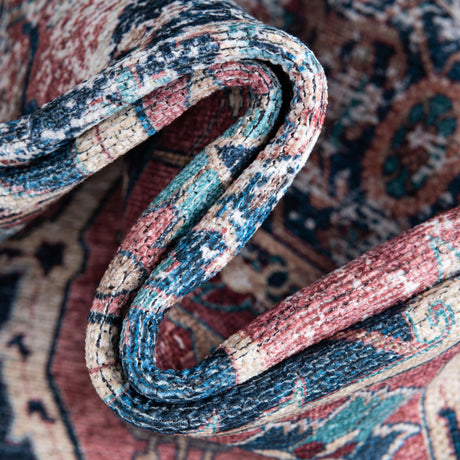 Washable Navy Blue 5' x 8' Yara Rectangle Area Rug Easy to Clean Stain Resistant & Durable Polyester & Chenille Carpet for Sale at Rug Engine