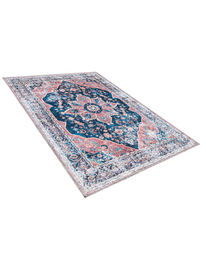 Washable Navy Blue 2' x 3' Yara Rectangle Area Rug Easy to Clean Stain Resistant & Durable Polyester & Chenille Carpet for Sale at Rug Engine